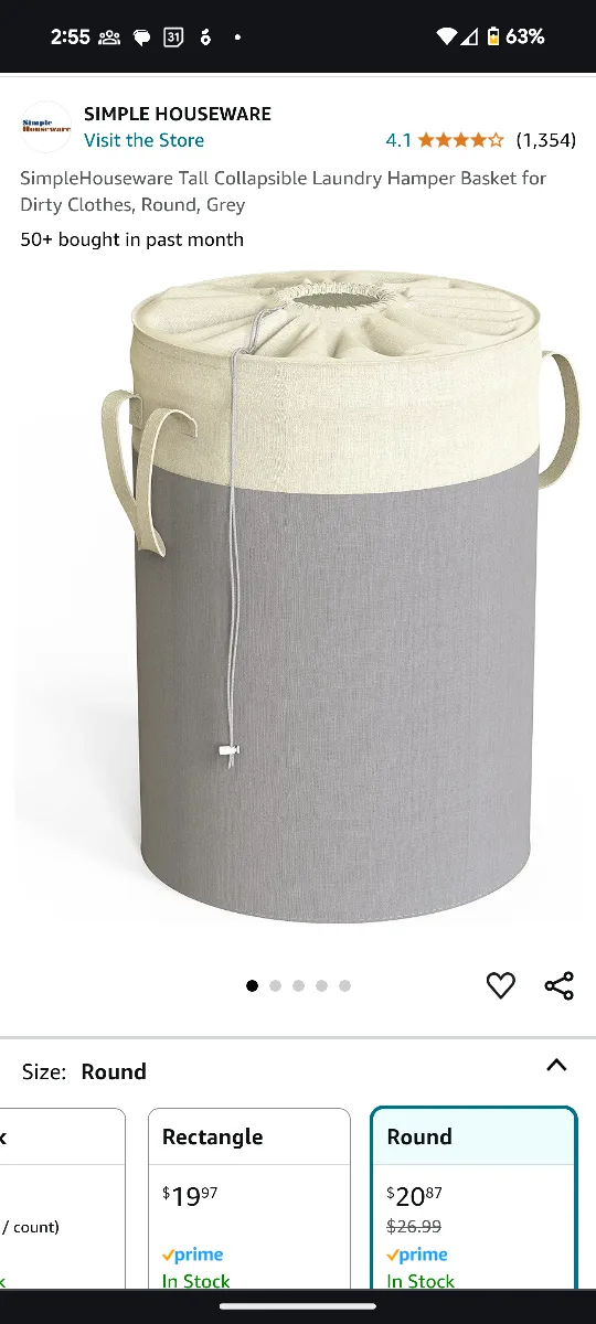 Collapsible Laundry Hamper Basket thumbnail