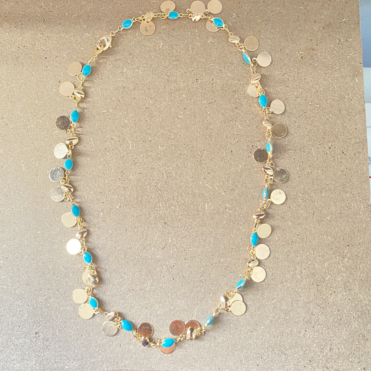 Small Coin Necklace with Turquoise Accents - photo 2
