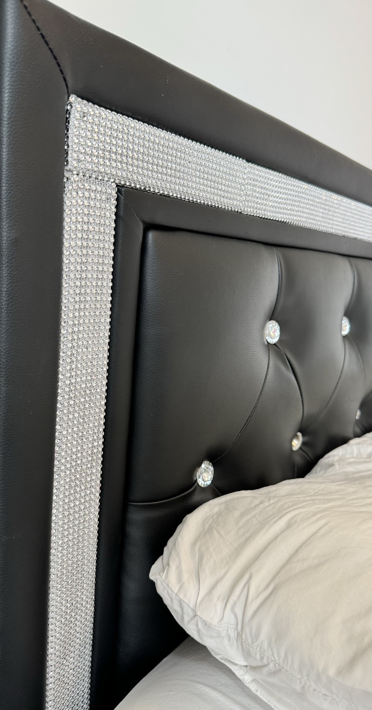 Black Queen Bed Frame with Rhinestones - photo 2