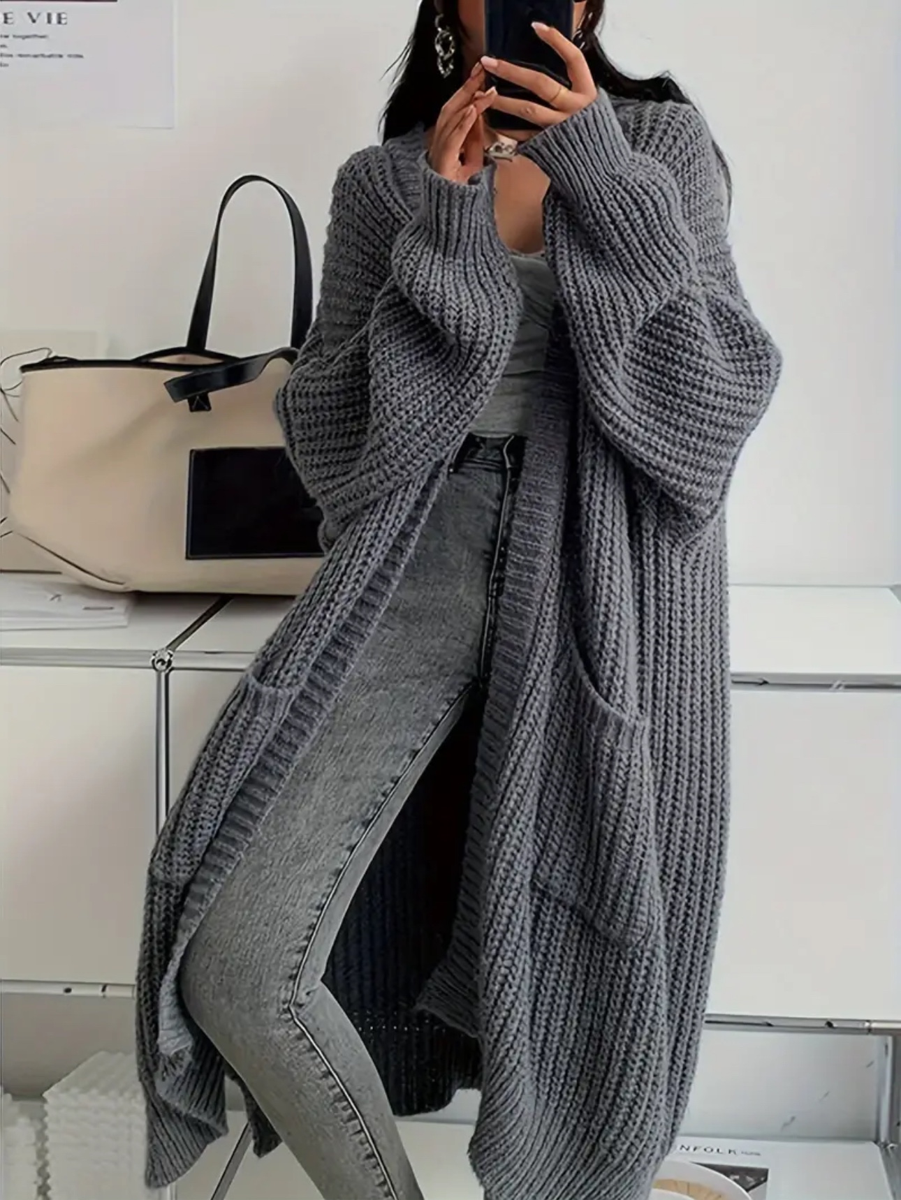 Grey Knit Cardigan