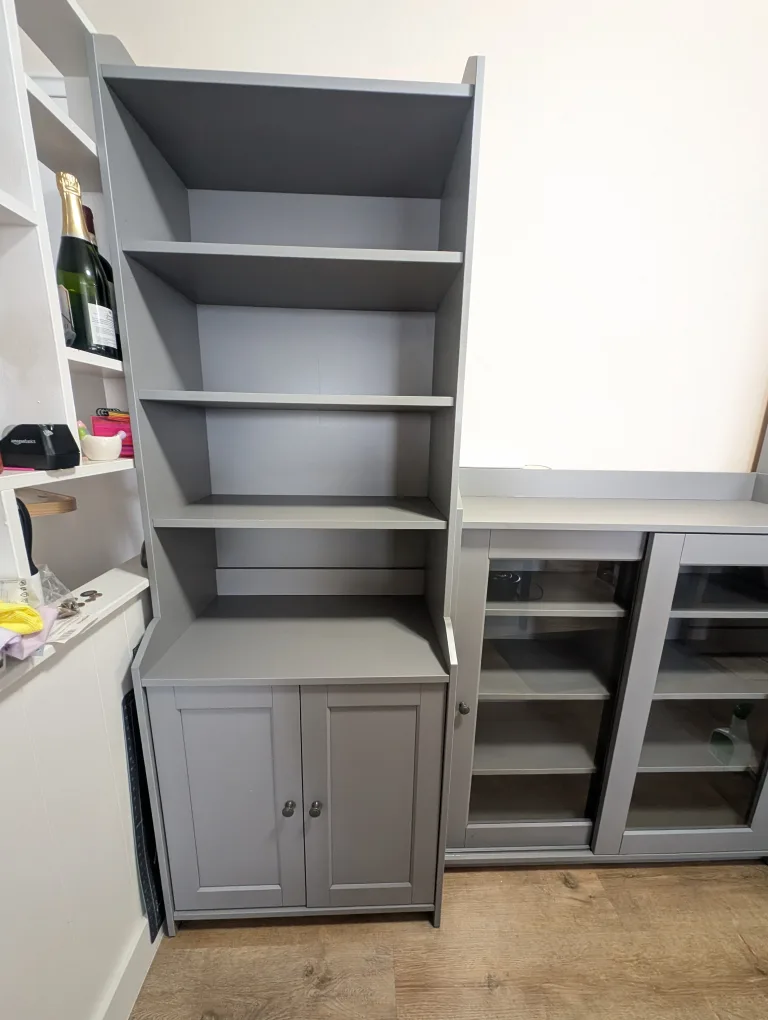 Grey cabinet with shelves thumbnail