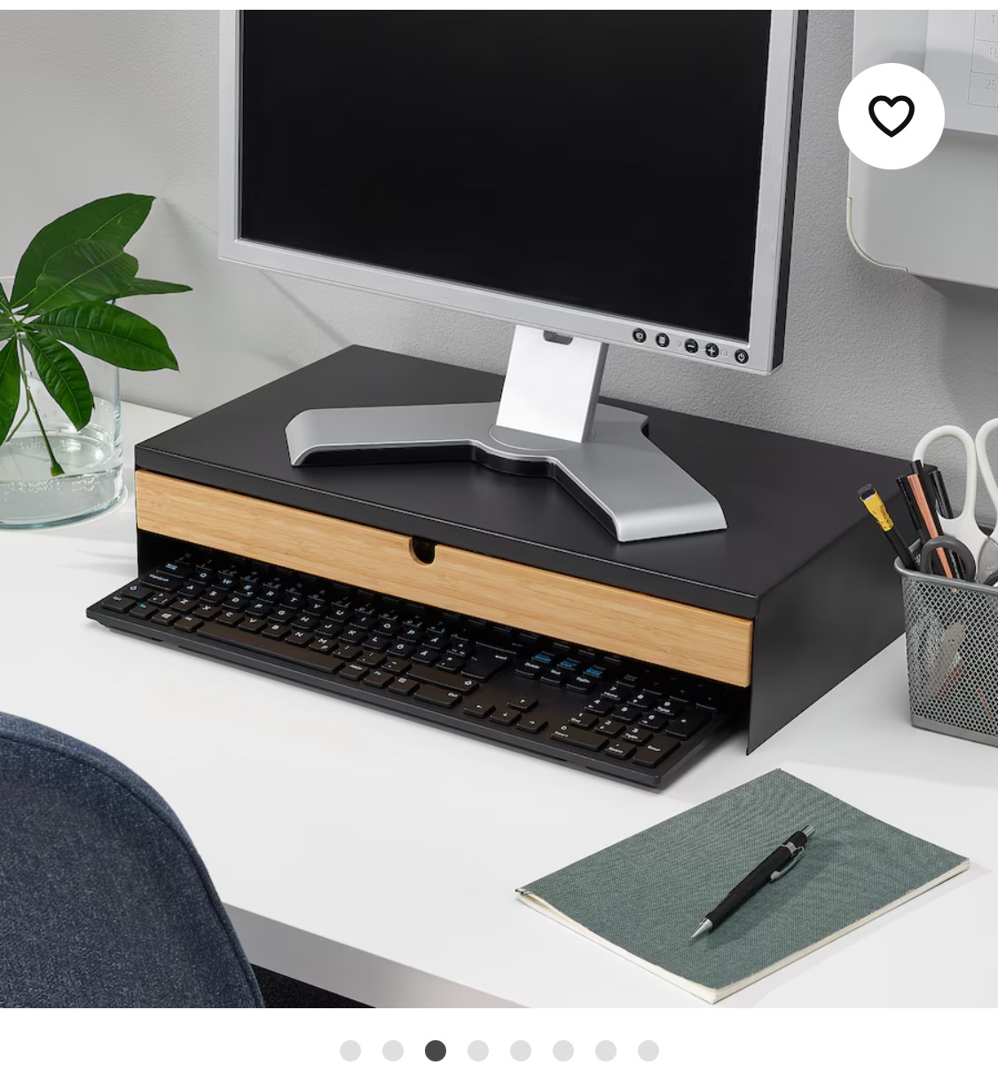 Black Monitor Stand with Drawer - photo 2