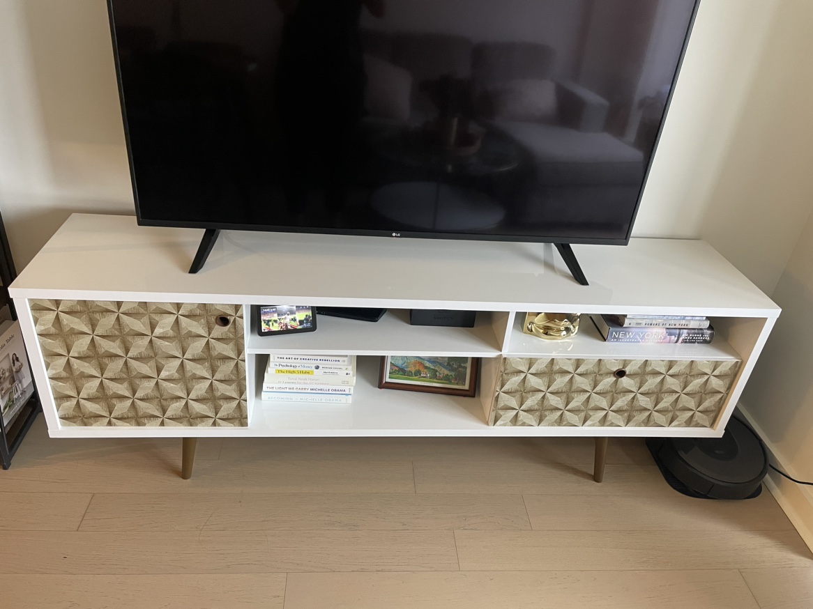 Moving Sale - White TV stand - photo 2