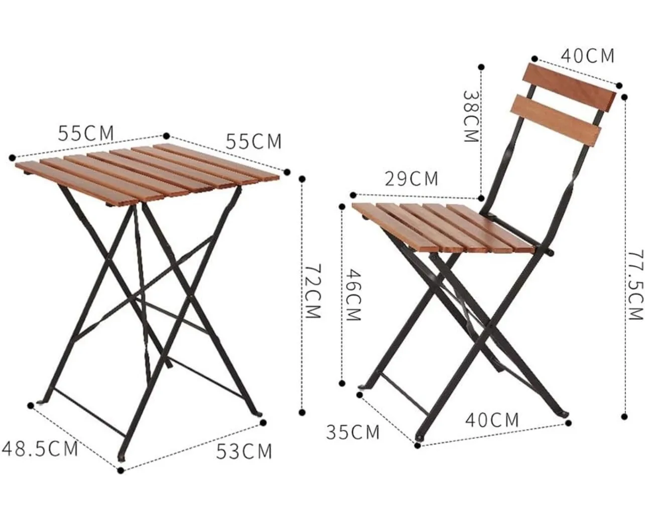 Folding Patio Table and Chairs Set image indicator(2)