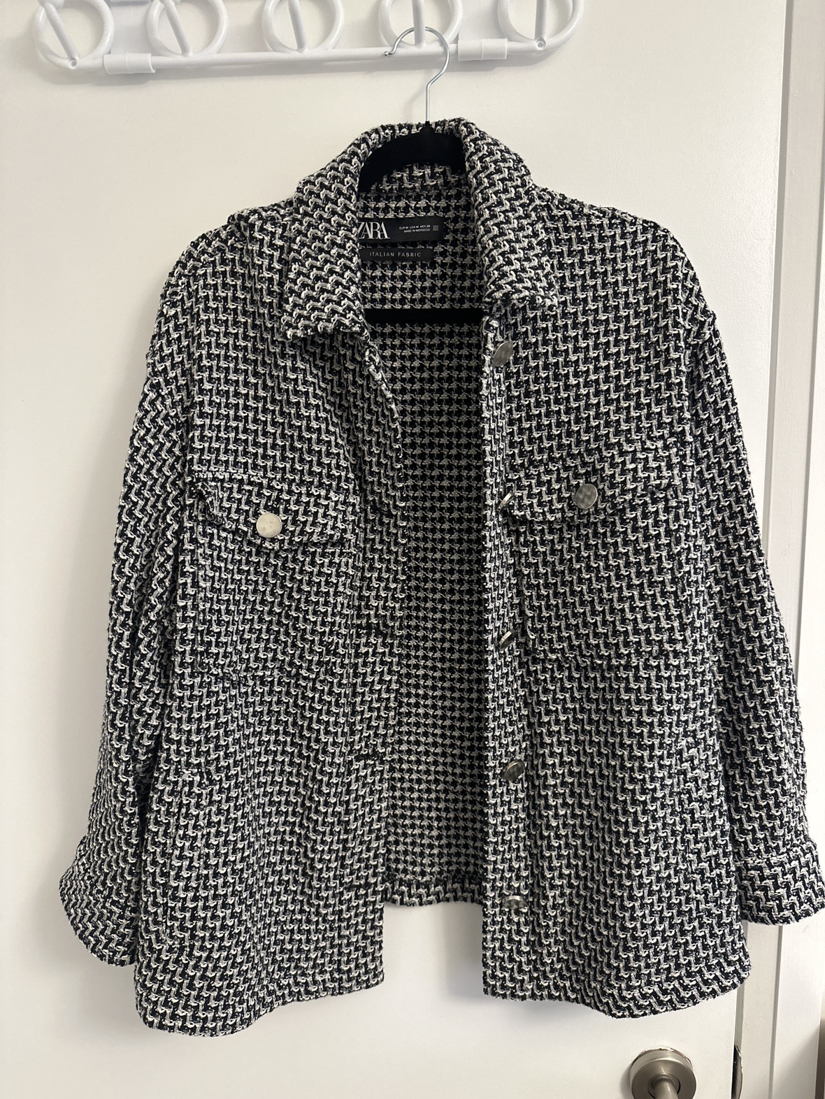 Zara Black and White Tweed Jacket