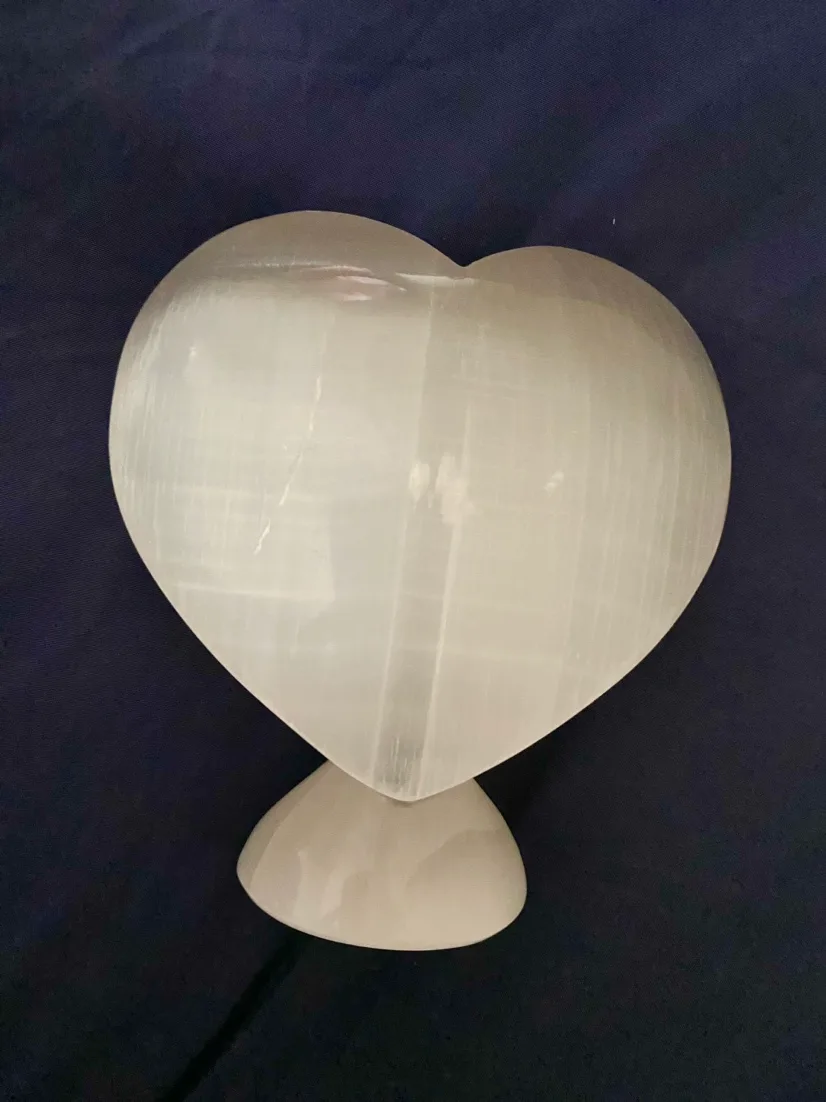 Large Genuine Moroccan Selenite Crystal Heart Sculpture image indicator(7)