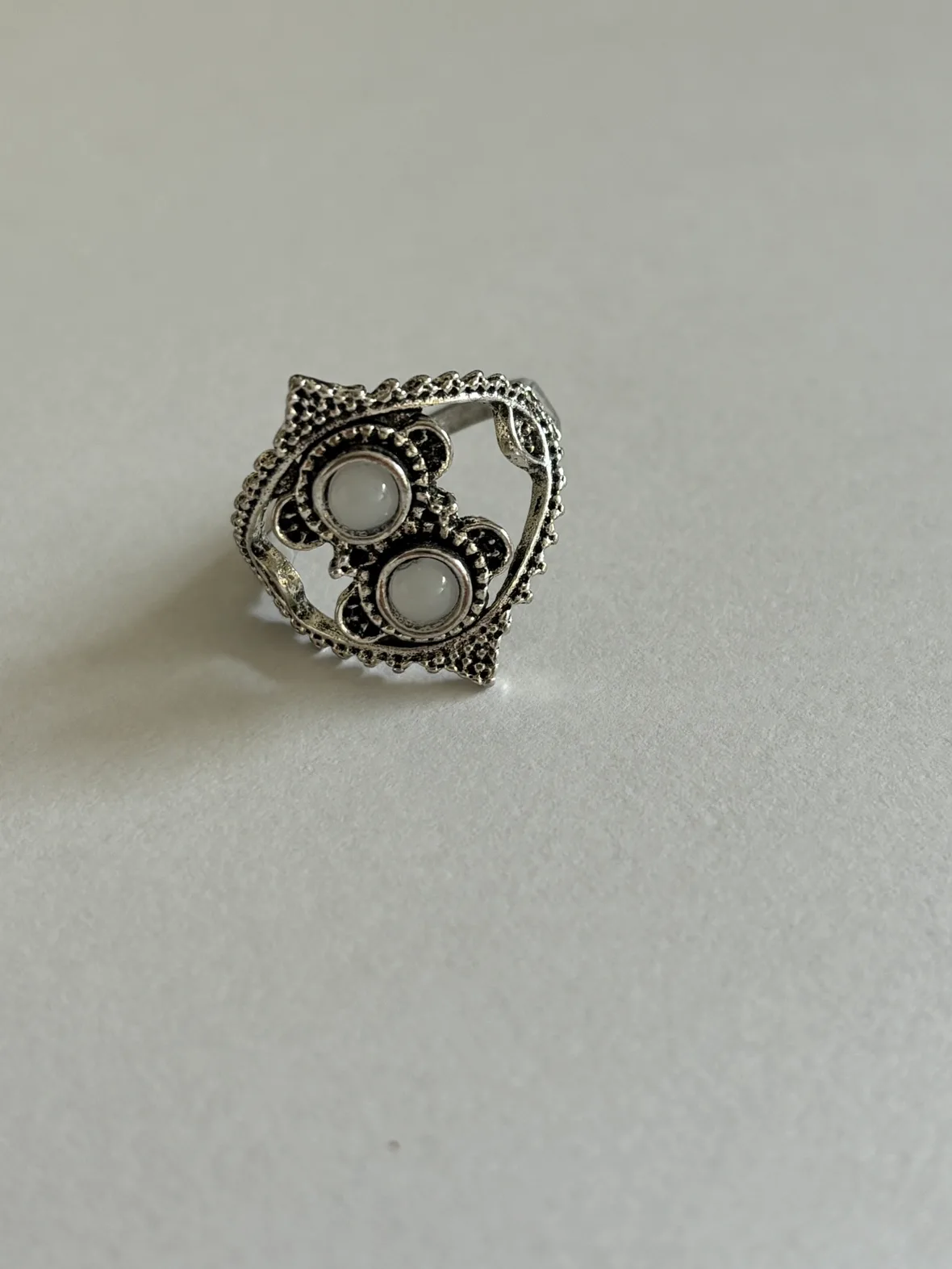 Silver ring with white stones thumbnail