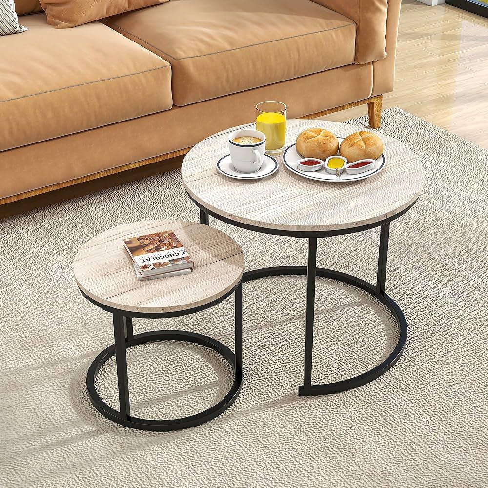 Set of 2 Round Nesting Coffee Tables