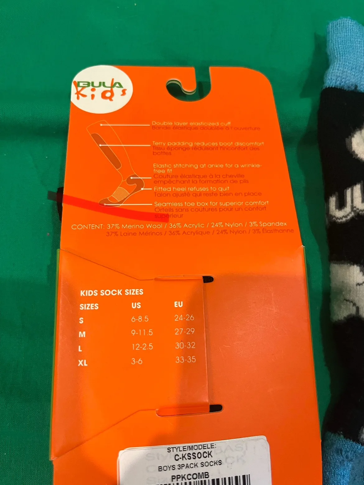 3 pairs of boys BULA KIDS ski Merino Wool socks - 9-11.5 kids image indicator(6)