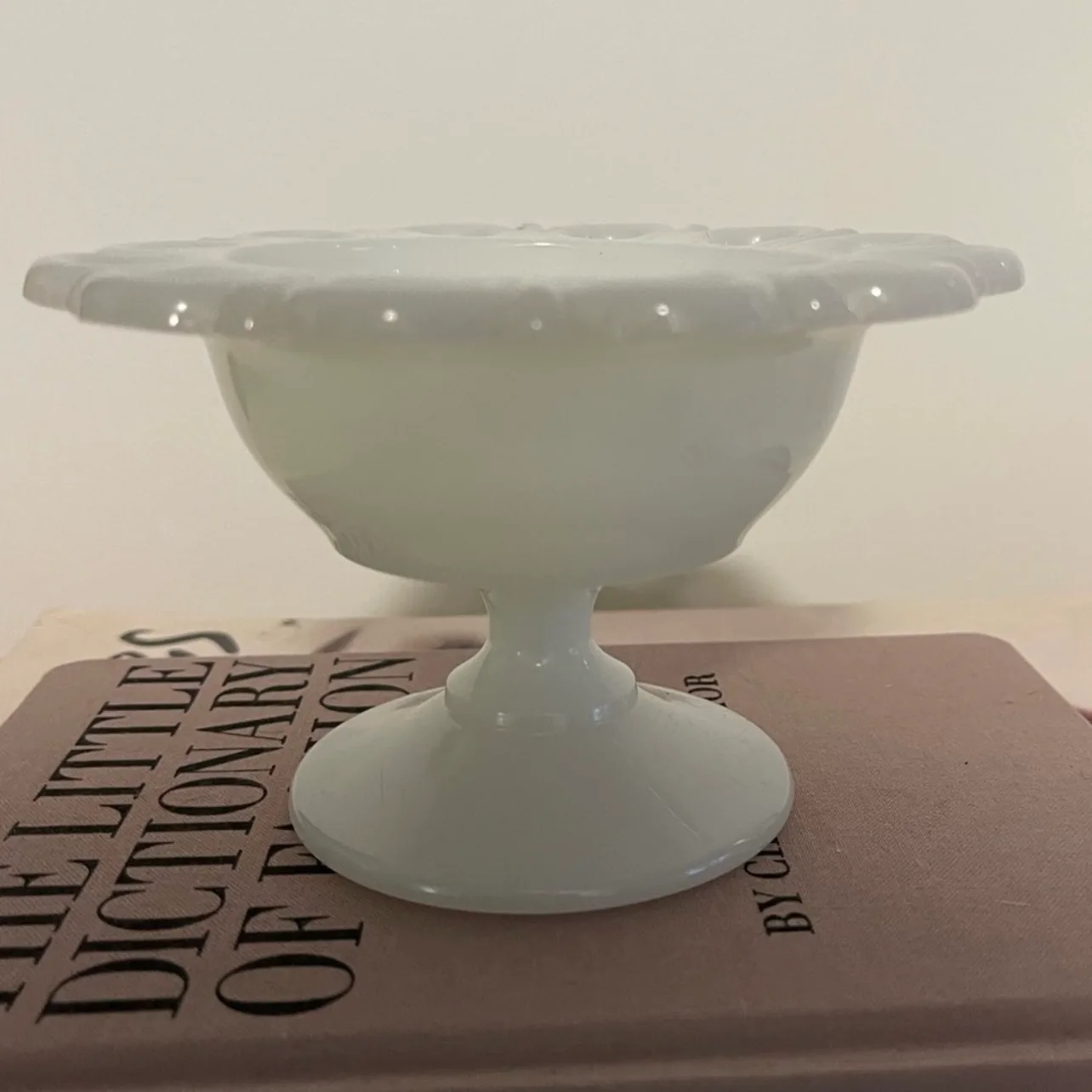White Milk Glass Pedestal Dish image indicator(2)