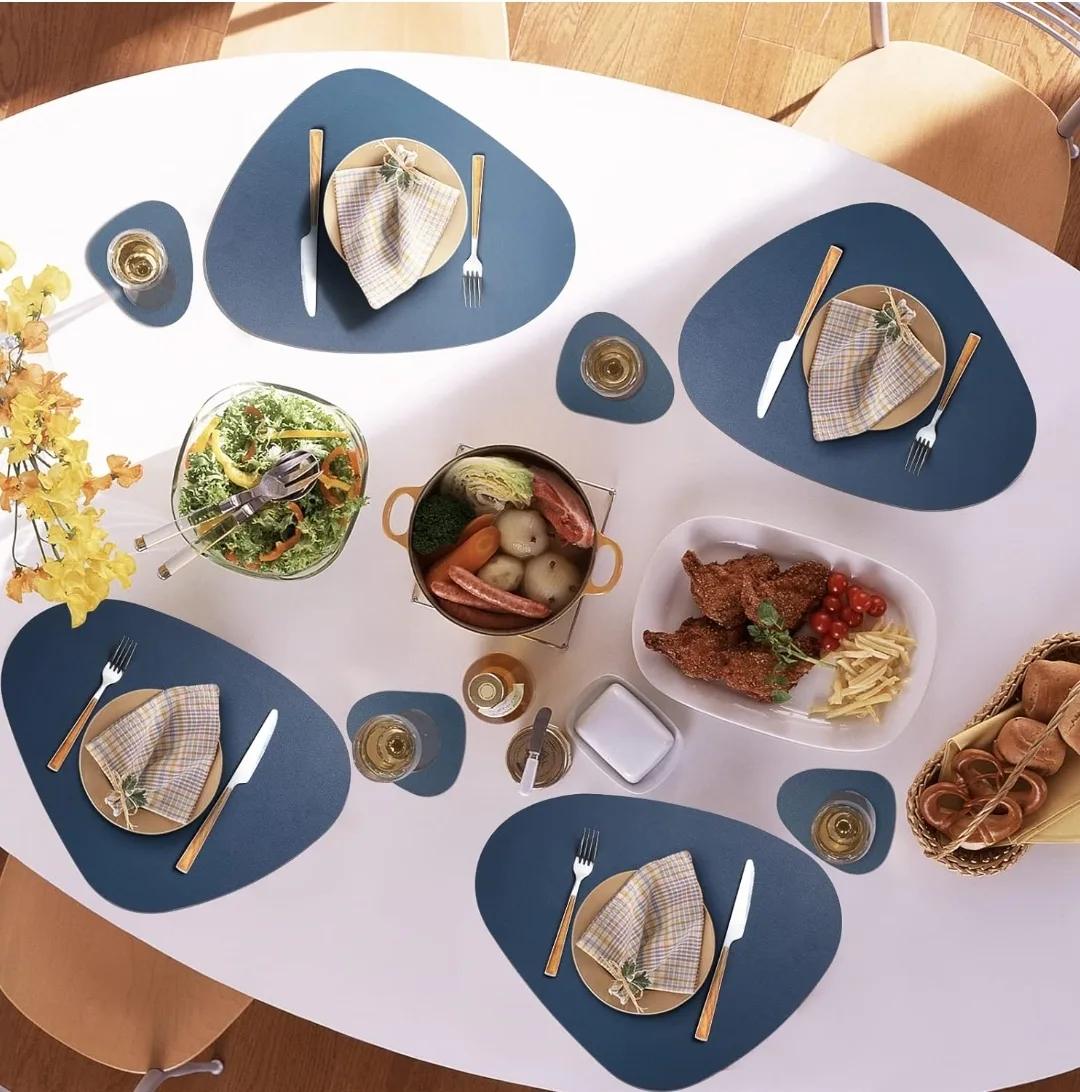 Dual Sided Faux Leather Placemats and Coasters set of 4 image indicator(3)