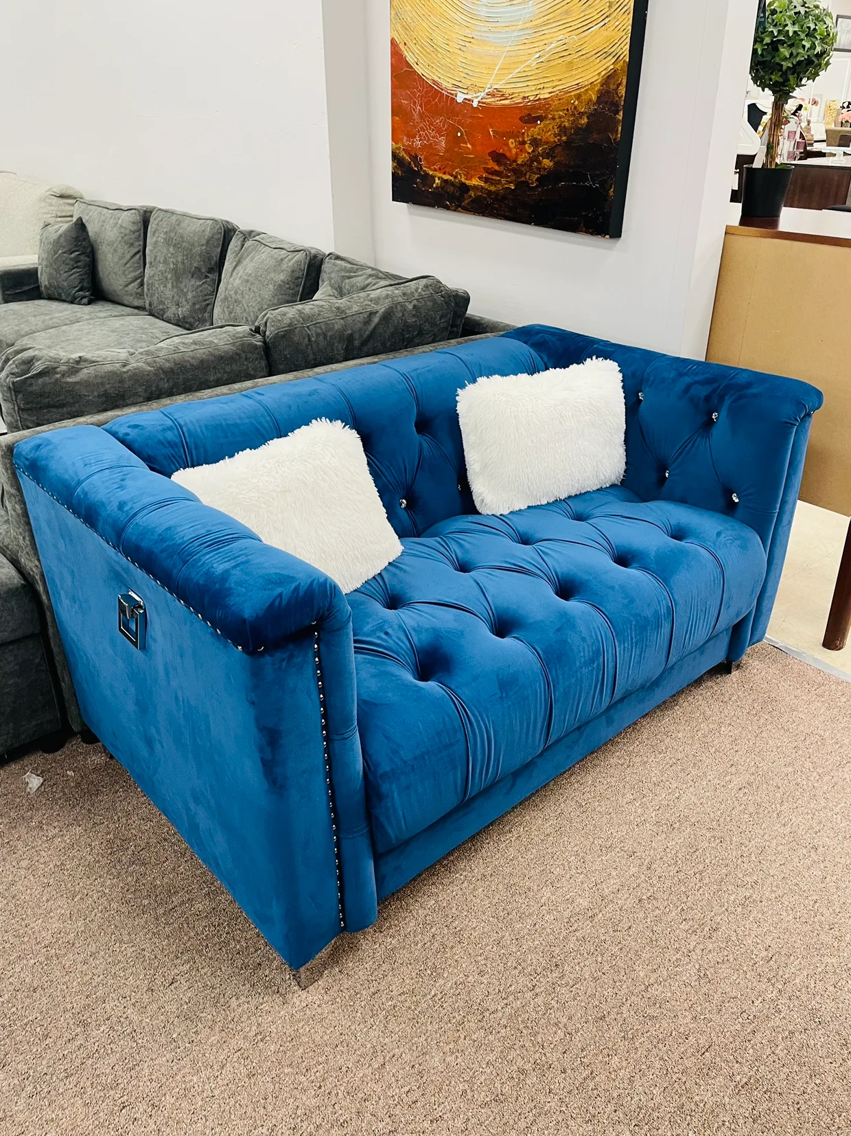 Blue Velvet Loveseat thumbnail