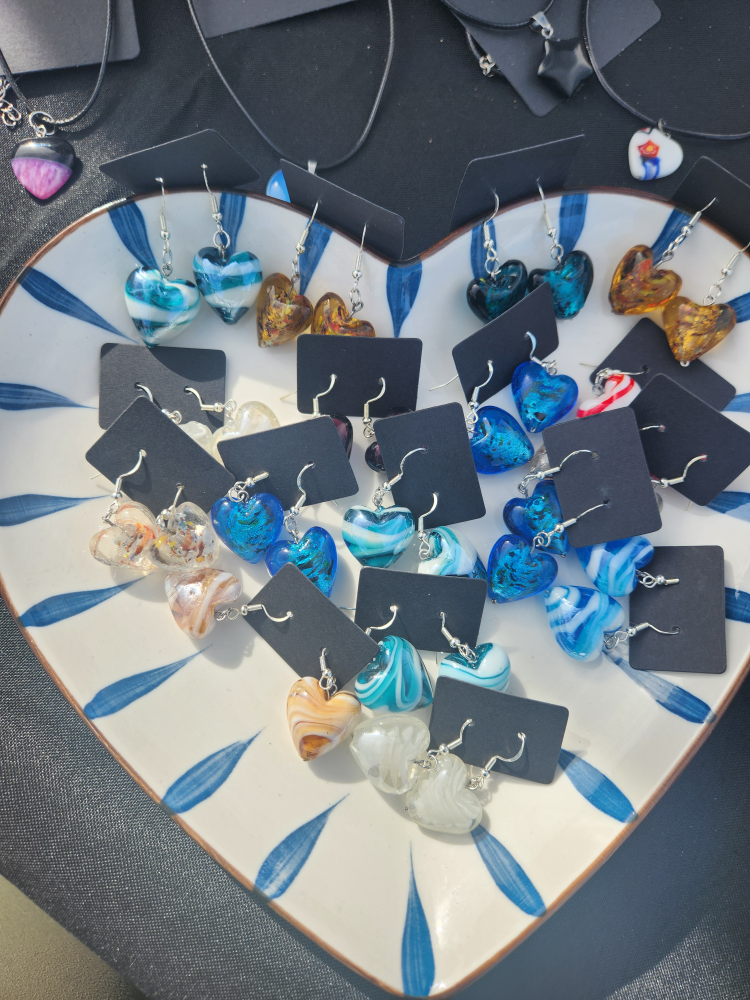 Glass Heart Earrings