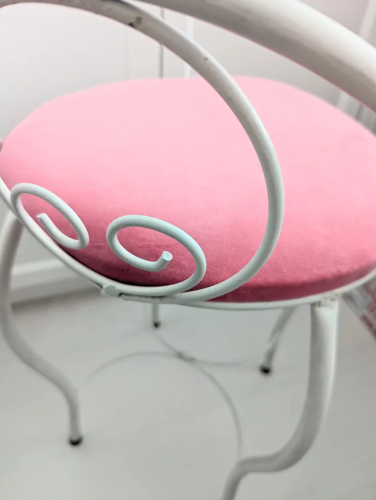 Pink velvet small accent stool image indicator(2)