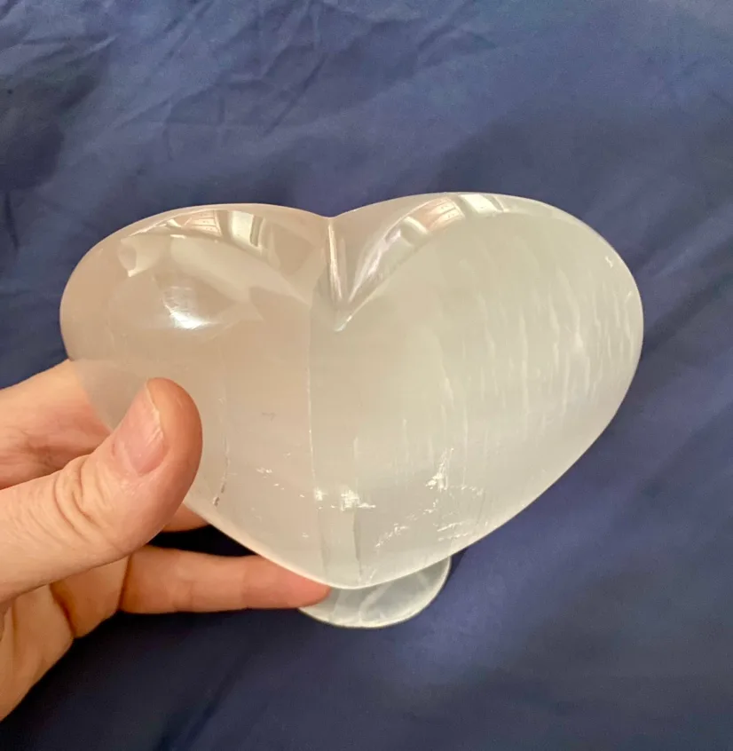 Large Genuine Moroccan Selenite Crystal Heart Sculpture image indicator(5)