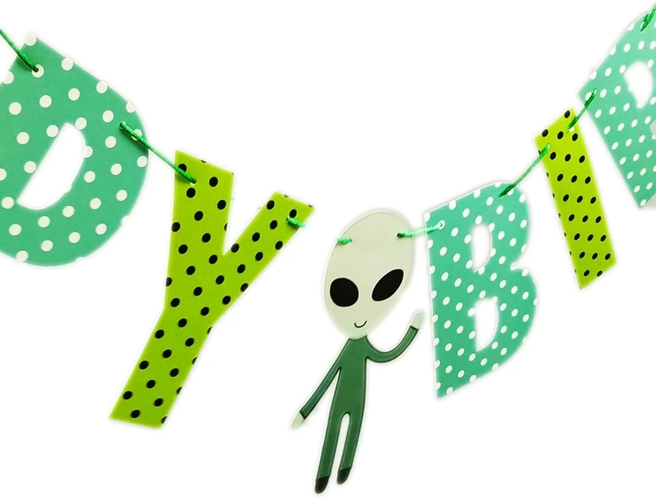 Green Alien Themed Happy Birthday Banner image indicator(3)