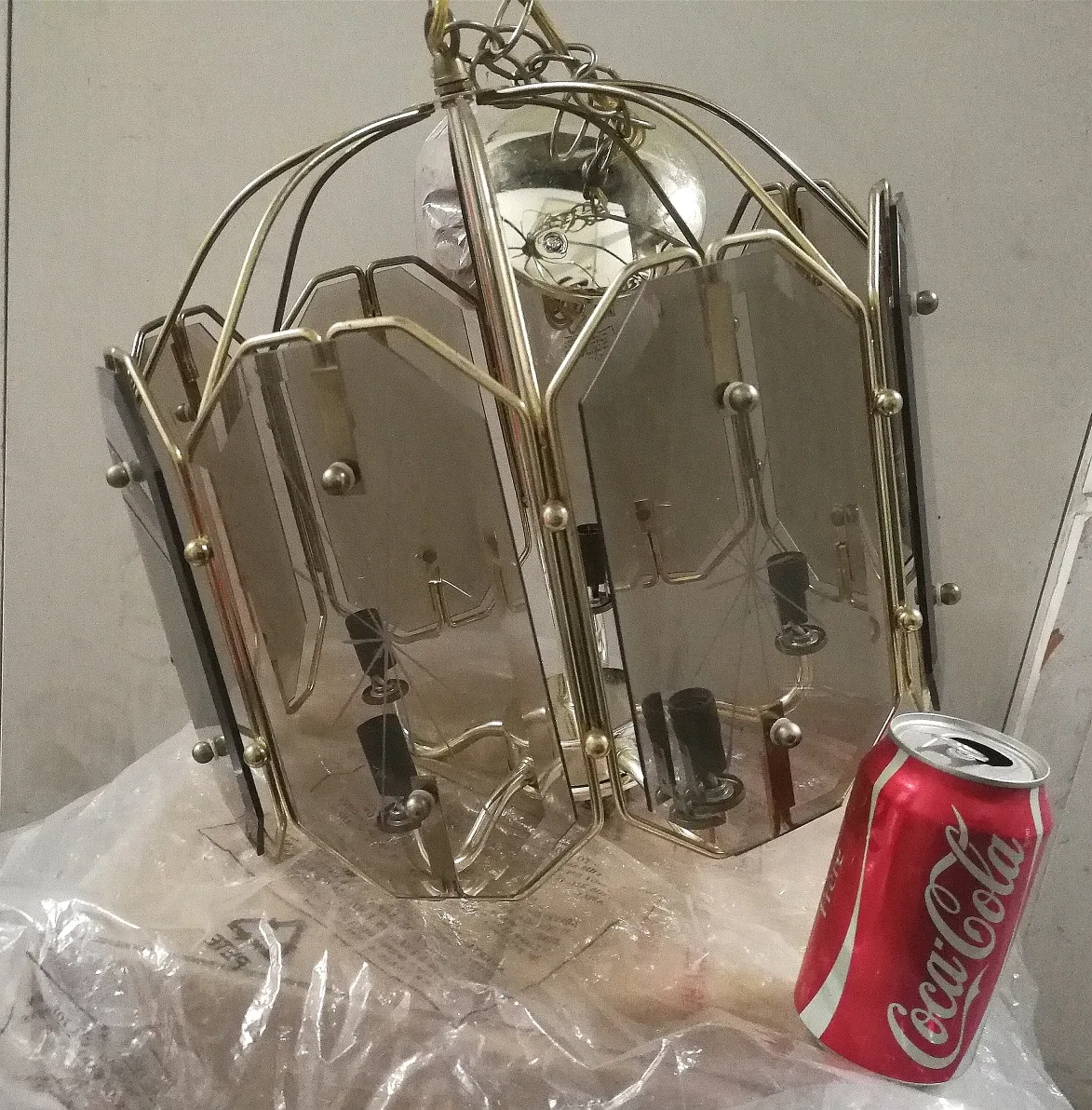 Vintage brass & glass chandelier 🧡 image indicator(8)