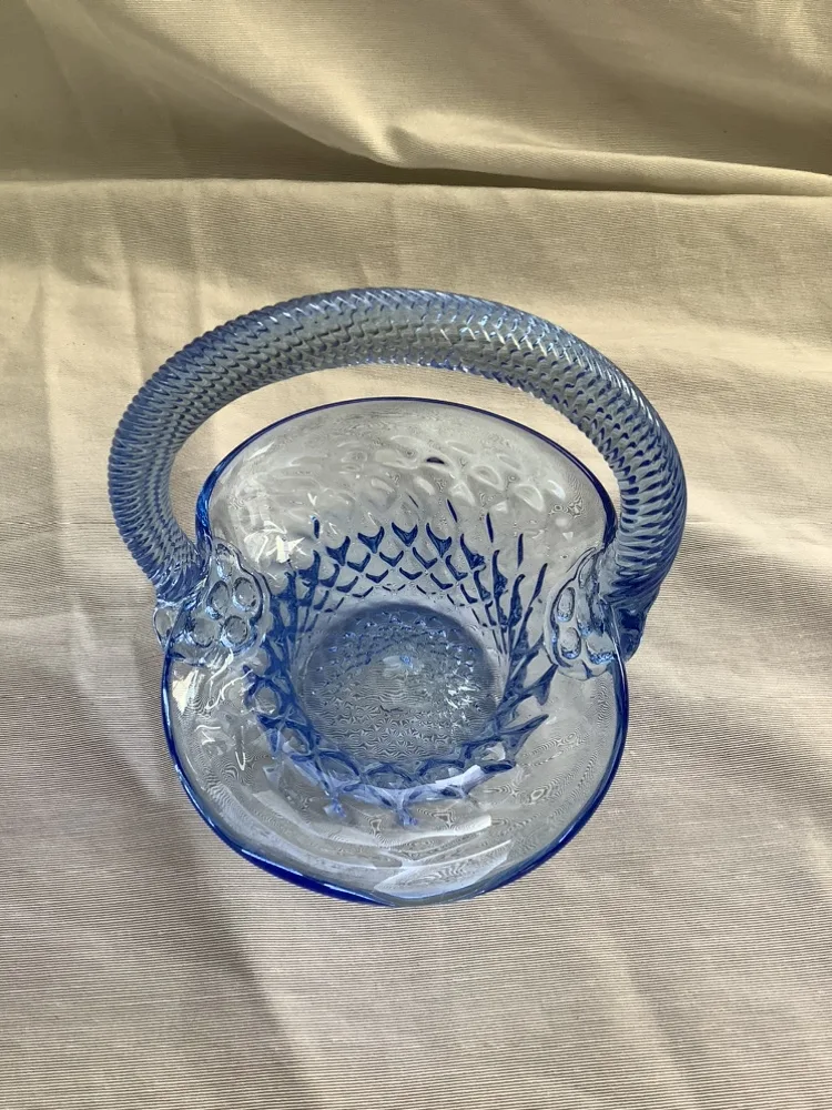 Pretty Vintage 6” Chalet Glass Basket. image indicator(4)