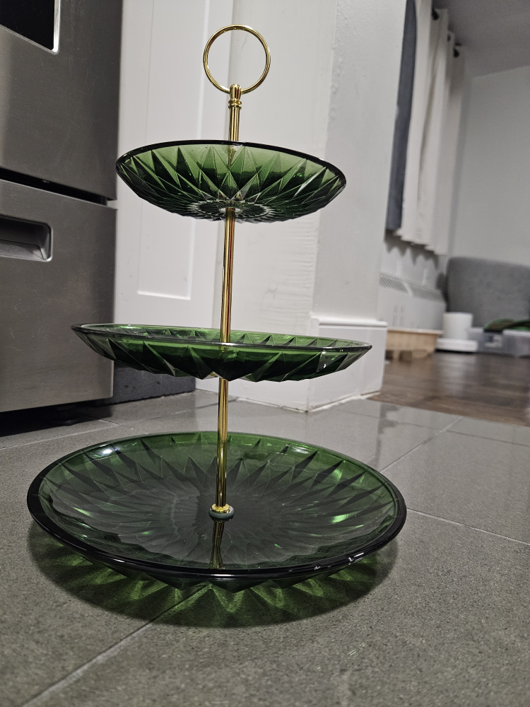 Green Glass Three-Tier Serving Stand - photo 3