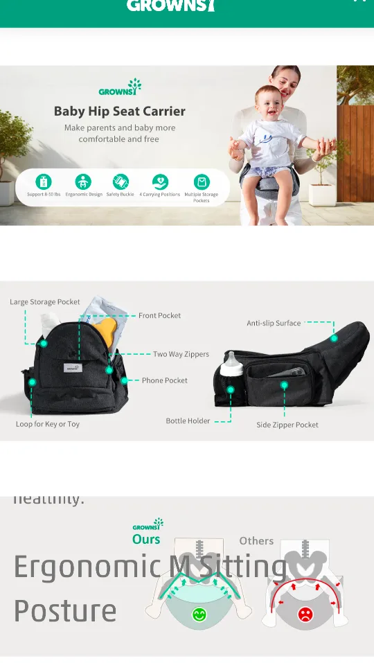 Growsny Baby Hip Seat Carrier image indicator(2)
