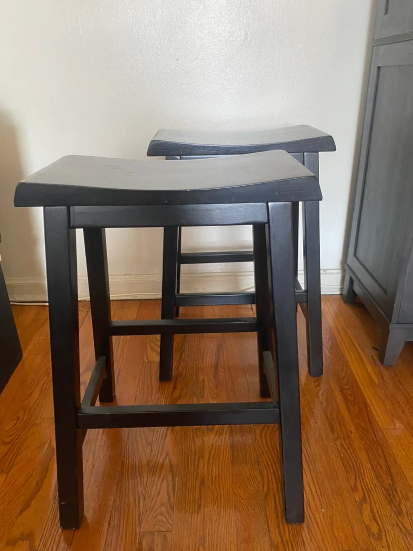 Black Wooden Stools (Set of 2) 🧡 thumbnail