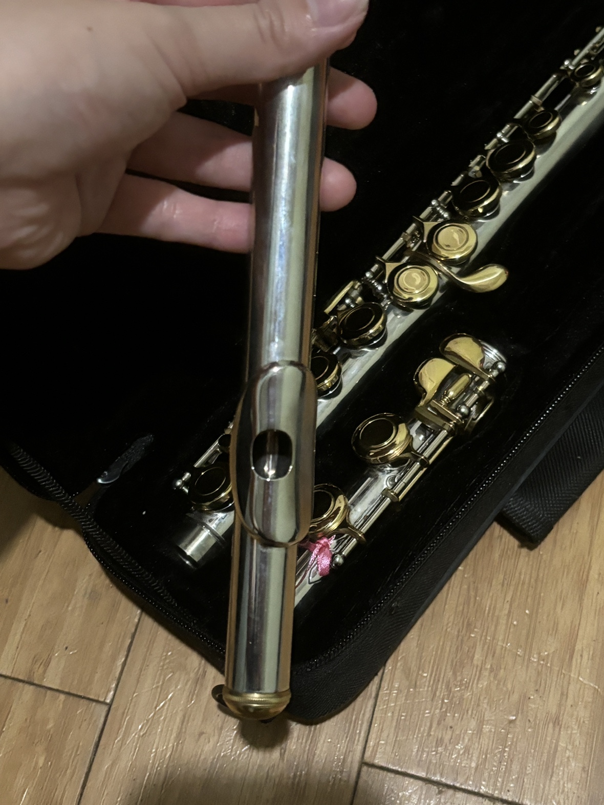 Silver and Gold Dual Tone Flute With Case - photo 2