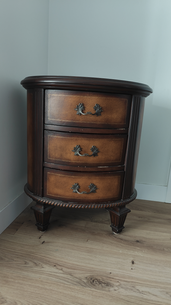 Oval Three-Drawer Side Table