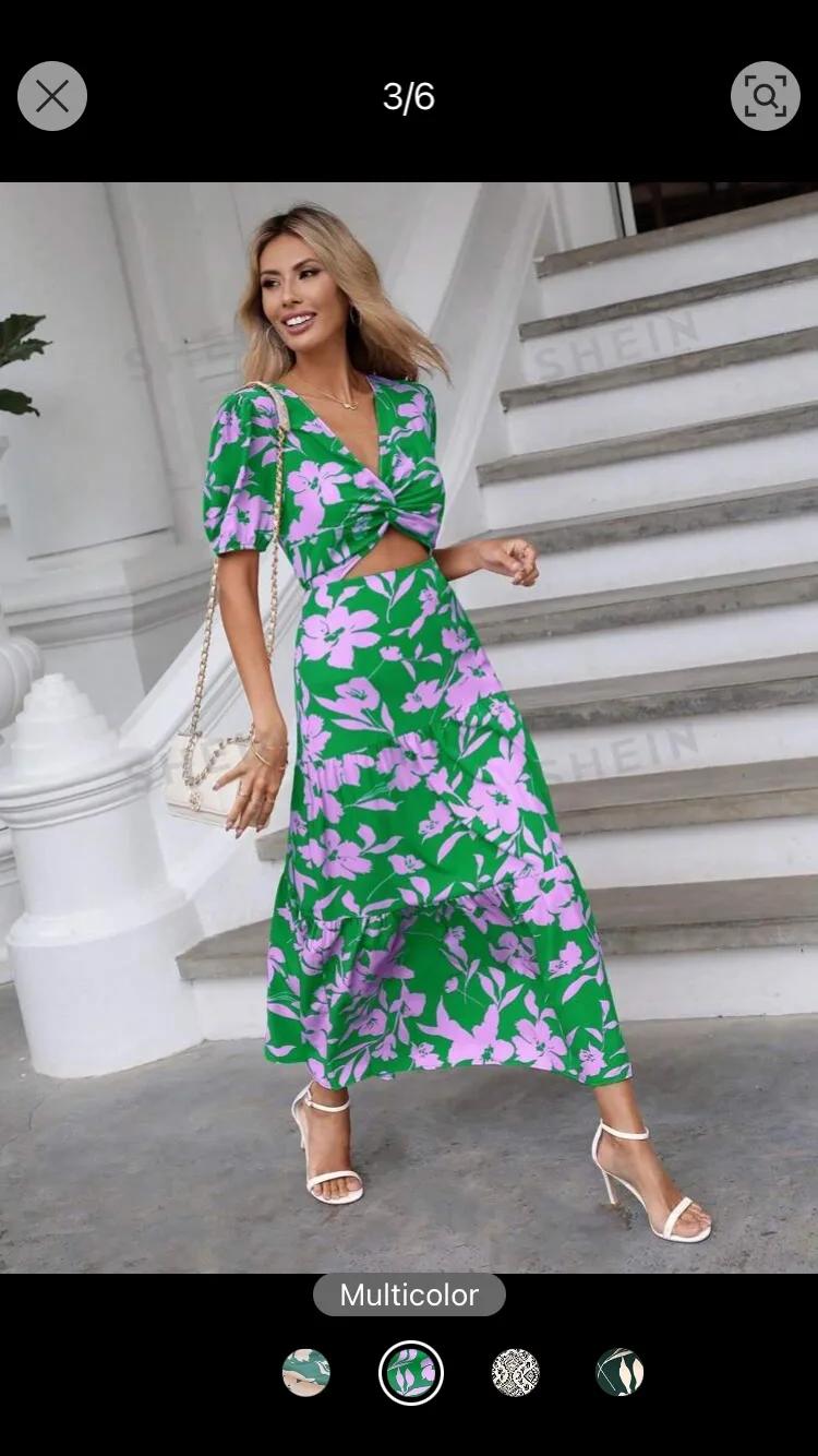 Floral Cutout Midi Dress image indicator(2)