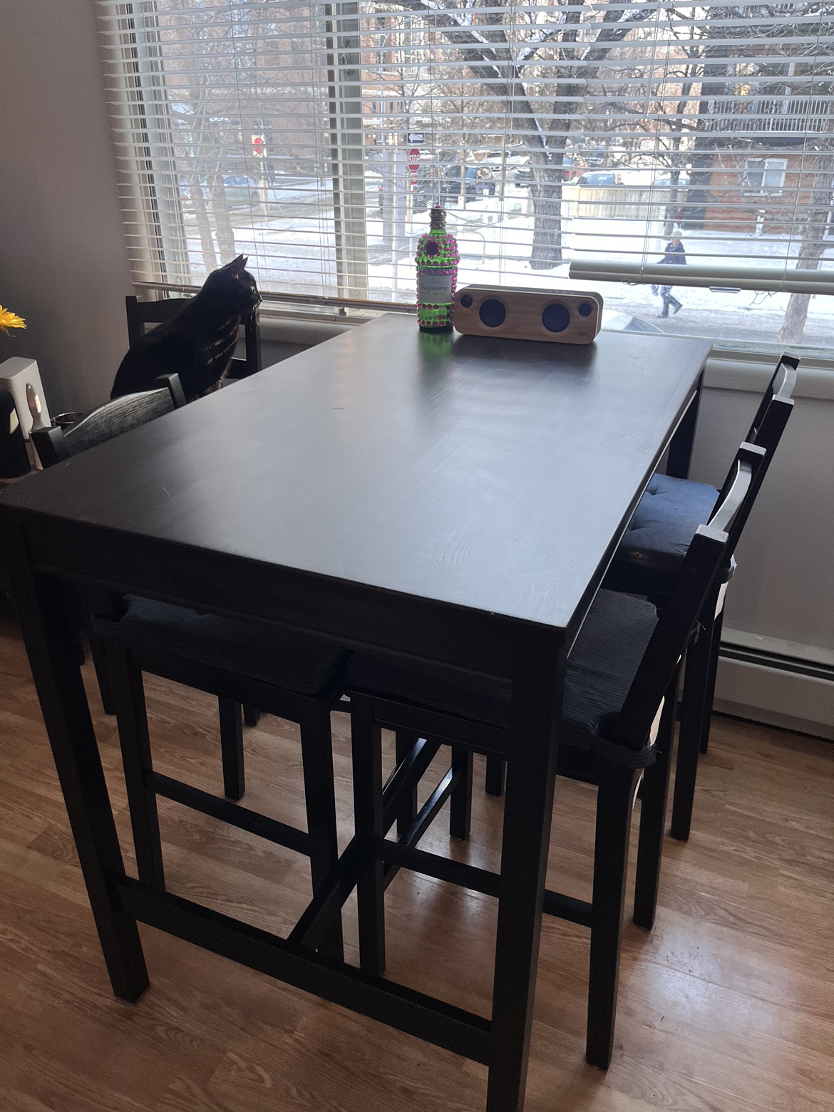 Black Kitchen Table and Stools Set