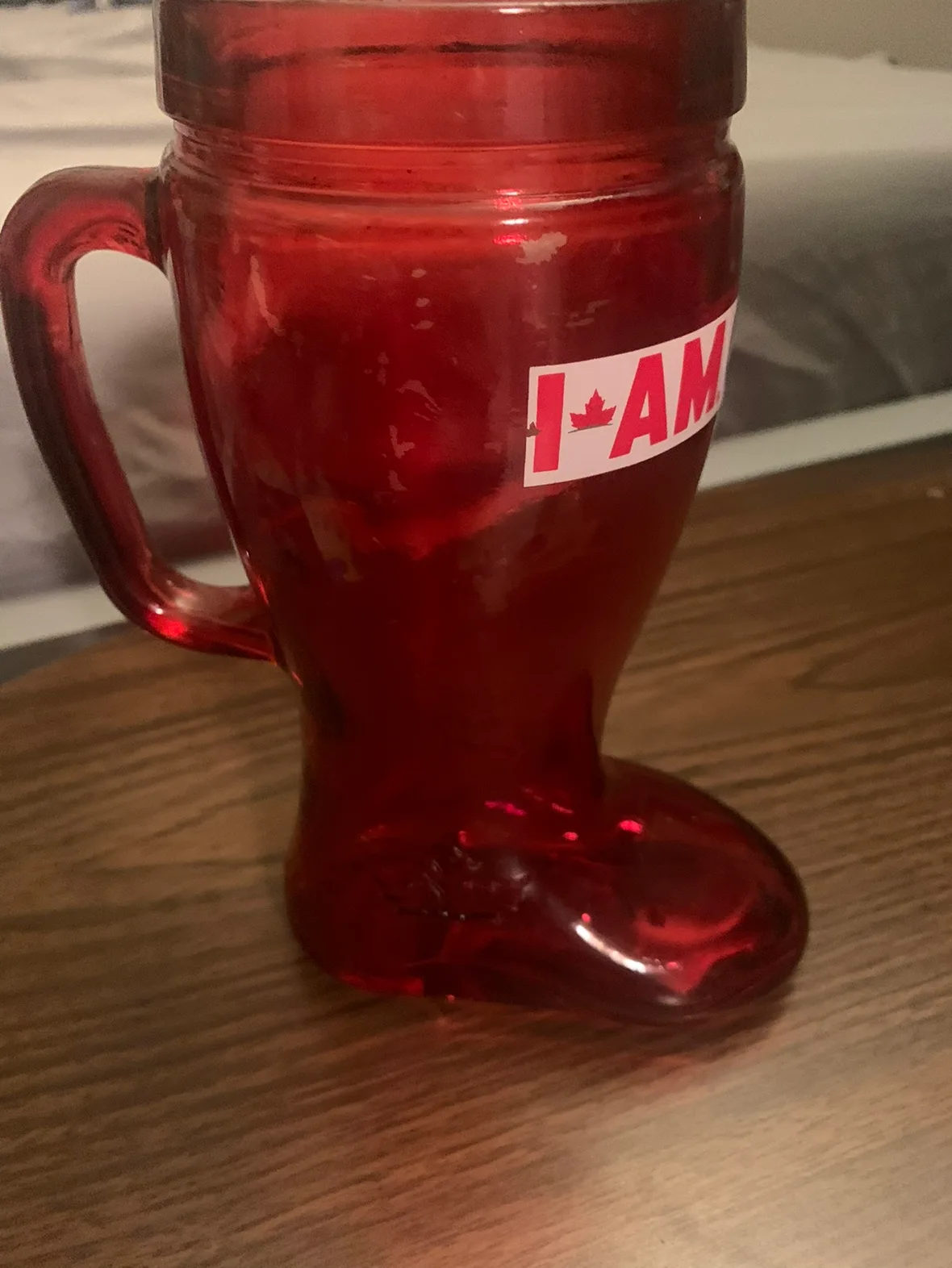Red "I Am Canadian" Boot Mug image indicator(2)