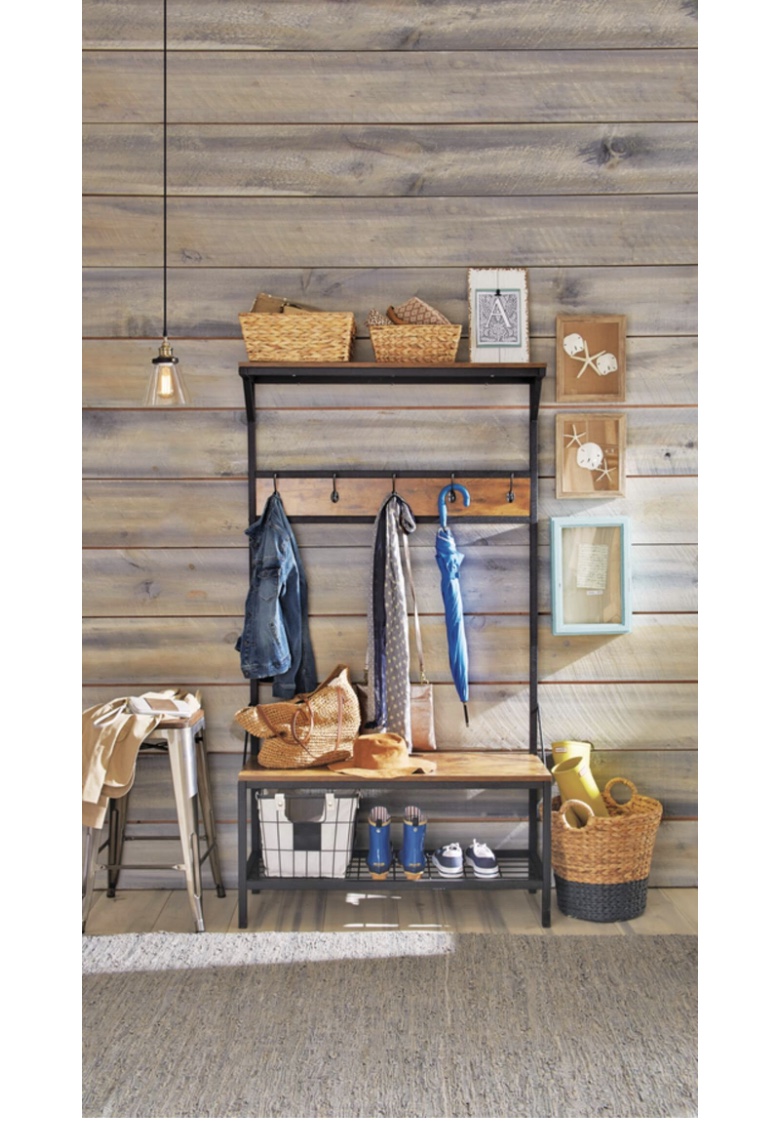 Entryway Coat Rack, Bench with Shoe Storage and Shelf - photo 3