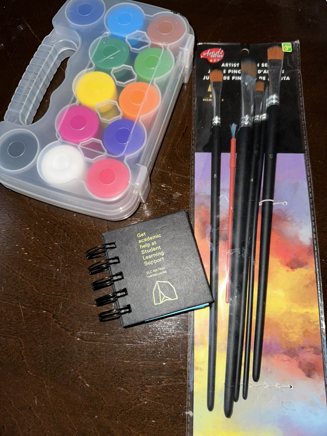 Watercolour Paint Set with Brushes and sticky notes #freecycle - photo 3