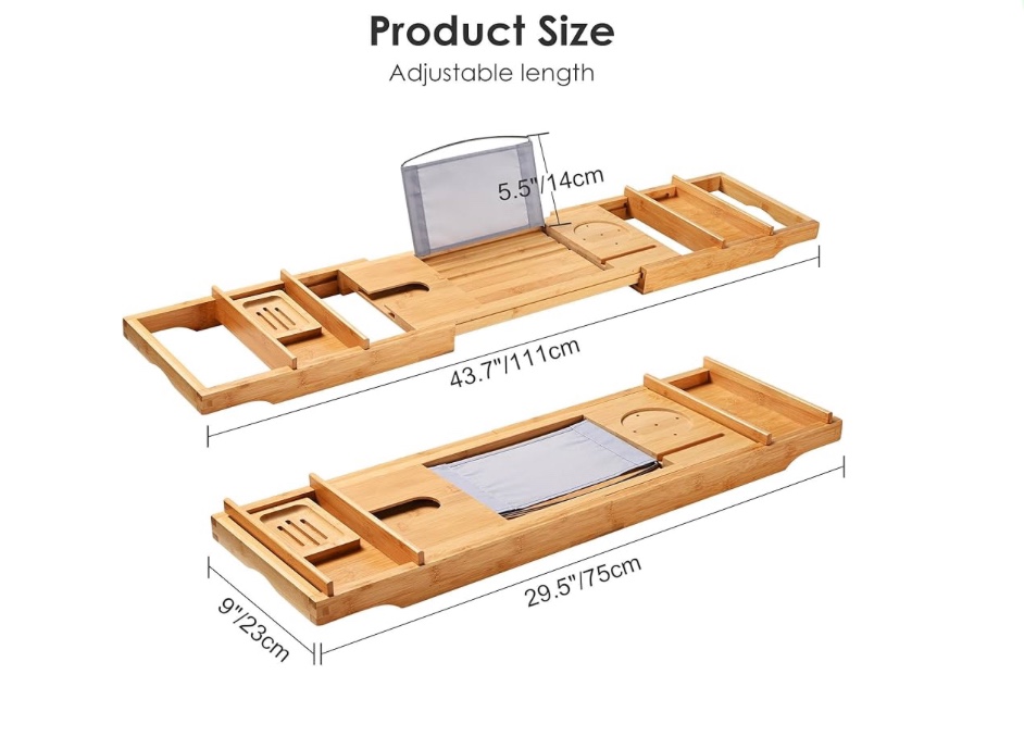 Bamboo Bathtub Caddy Tray - photo 4