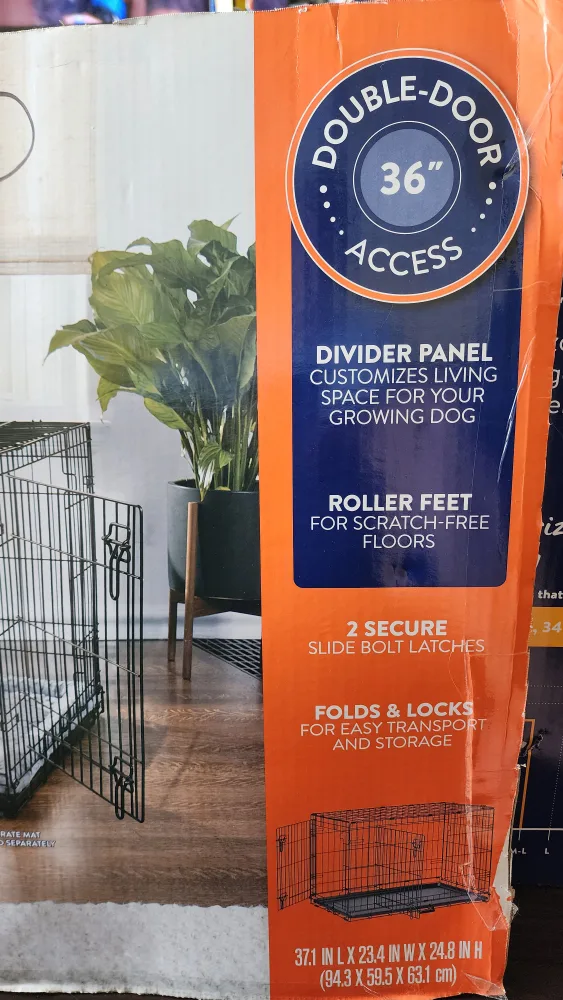 Double Door Folding Dog Crate 36" (M/L) image indicator(3)