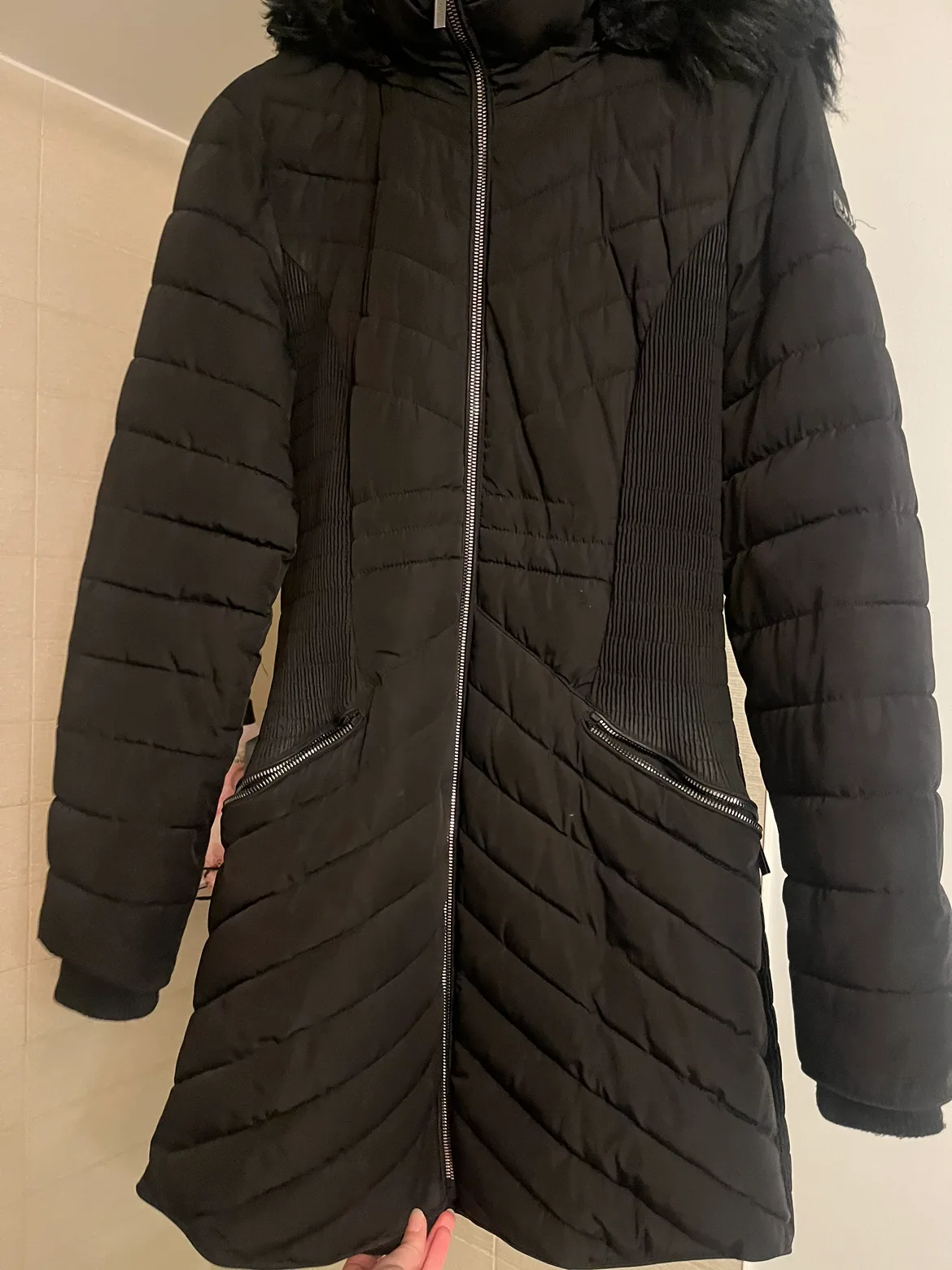 DKNY Black Puffer Jacket (Slim, Long) thumbnail