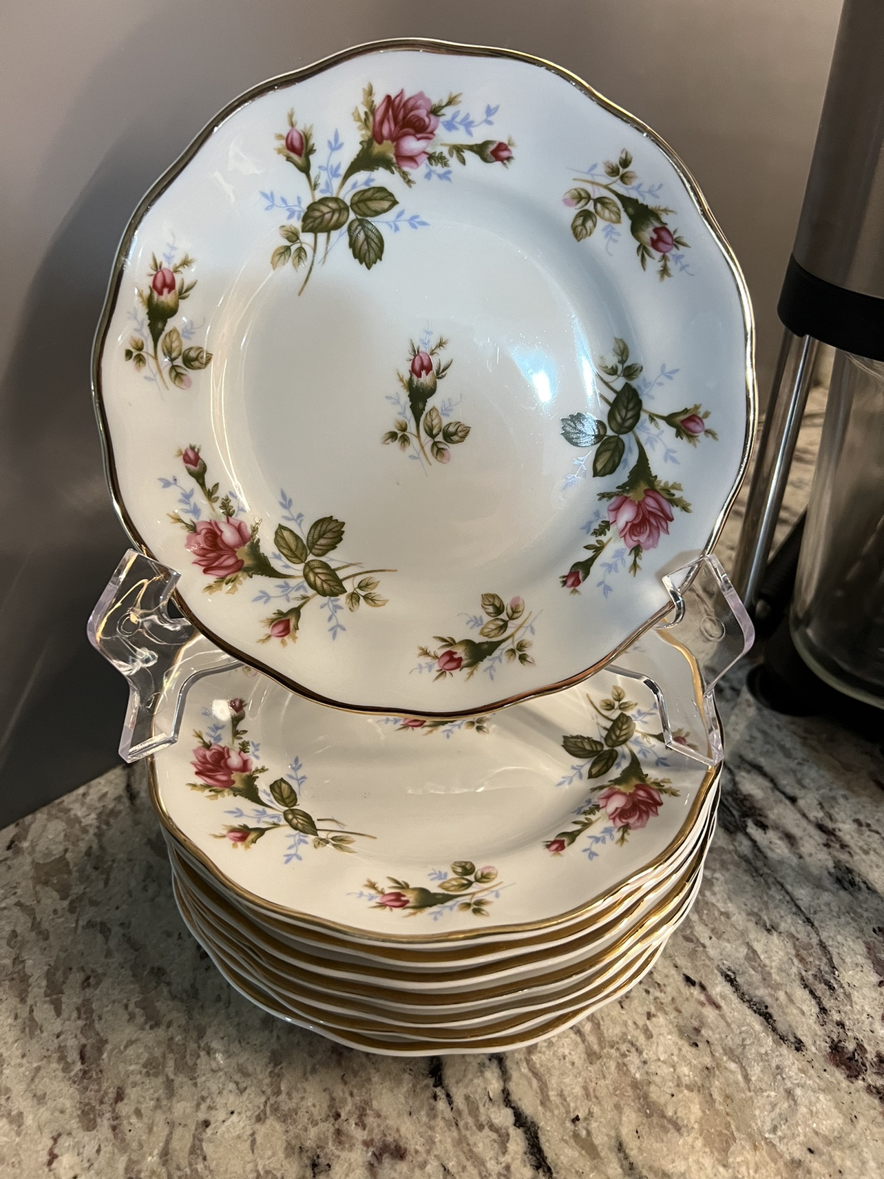 🥕Pink Moss Rose Porcelain Plates - photo 2