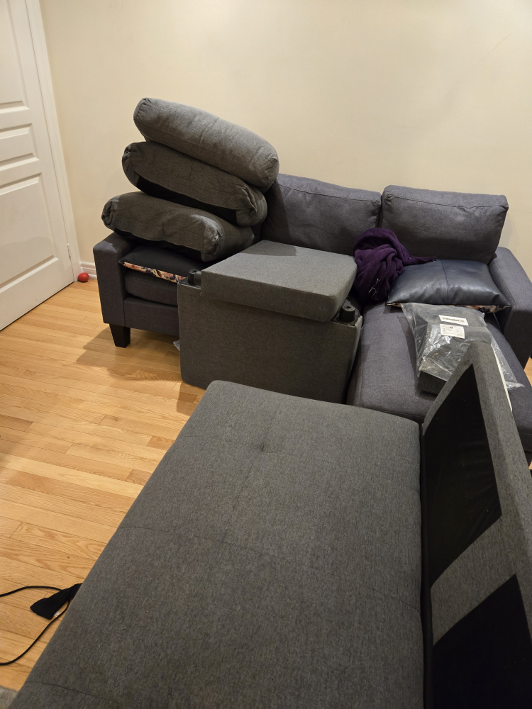 Grey Sectional Sofa with ottoman