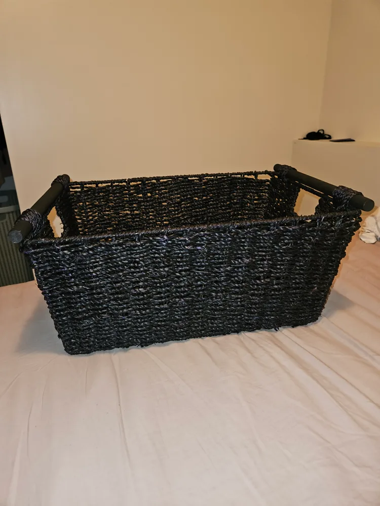 Black Wicker Basket with Handles thumbnail