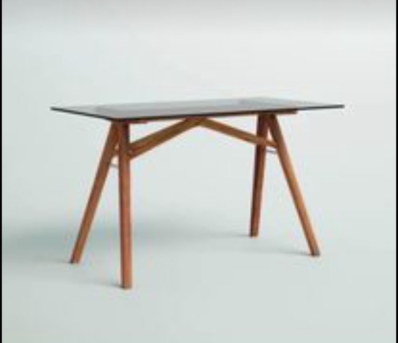 Glass Top Solid Wood Base Writing Desk