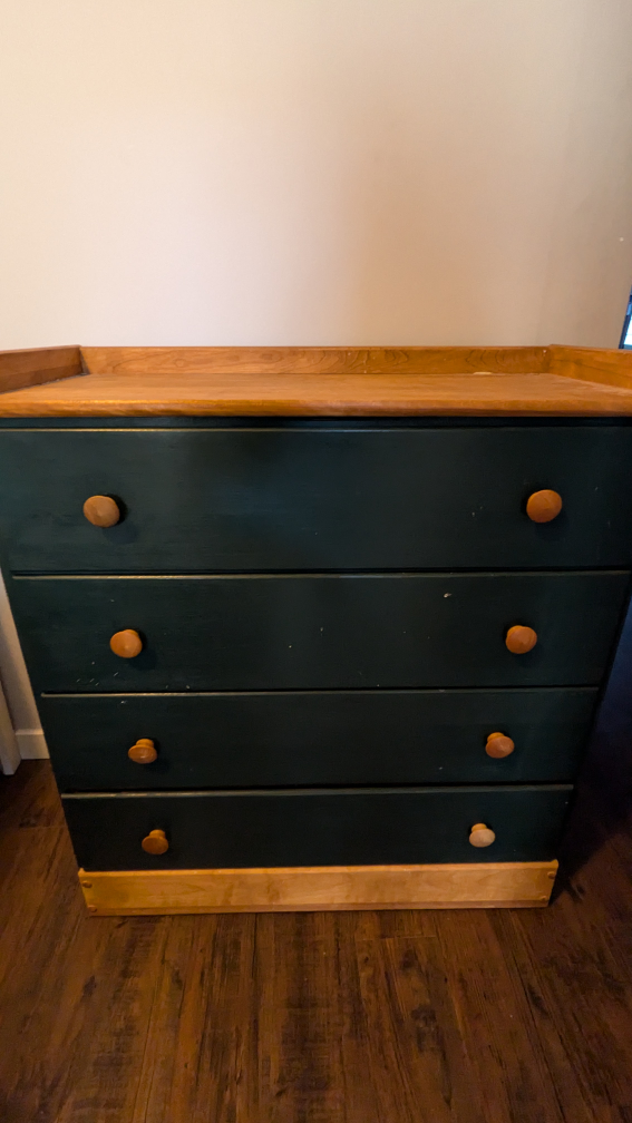 Green and brown dresser