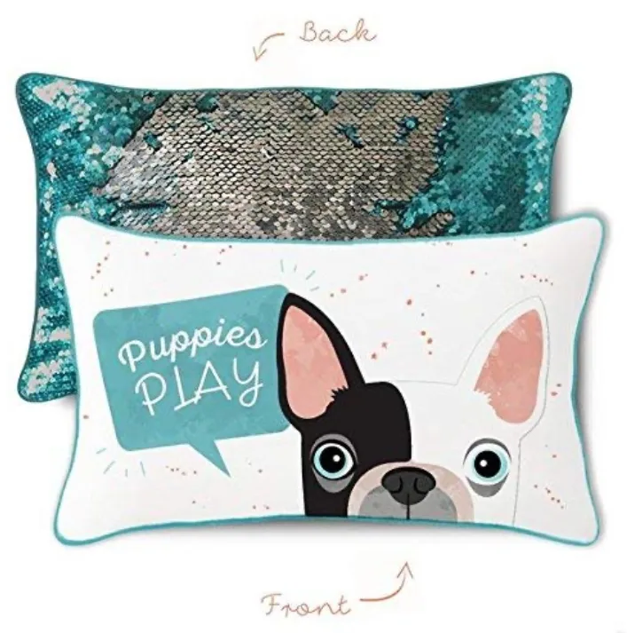 Mermaid Pillow Company "Puppies Play" Sequin Positivity Pillow image indicator(5)