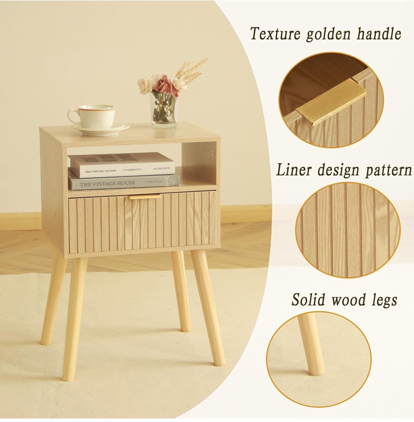 Wood Nightstand End Table - Brand New - photo 4
