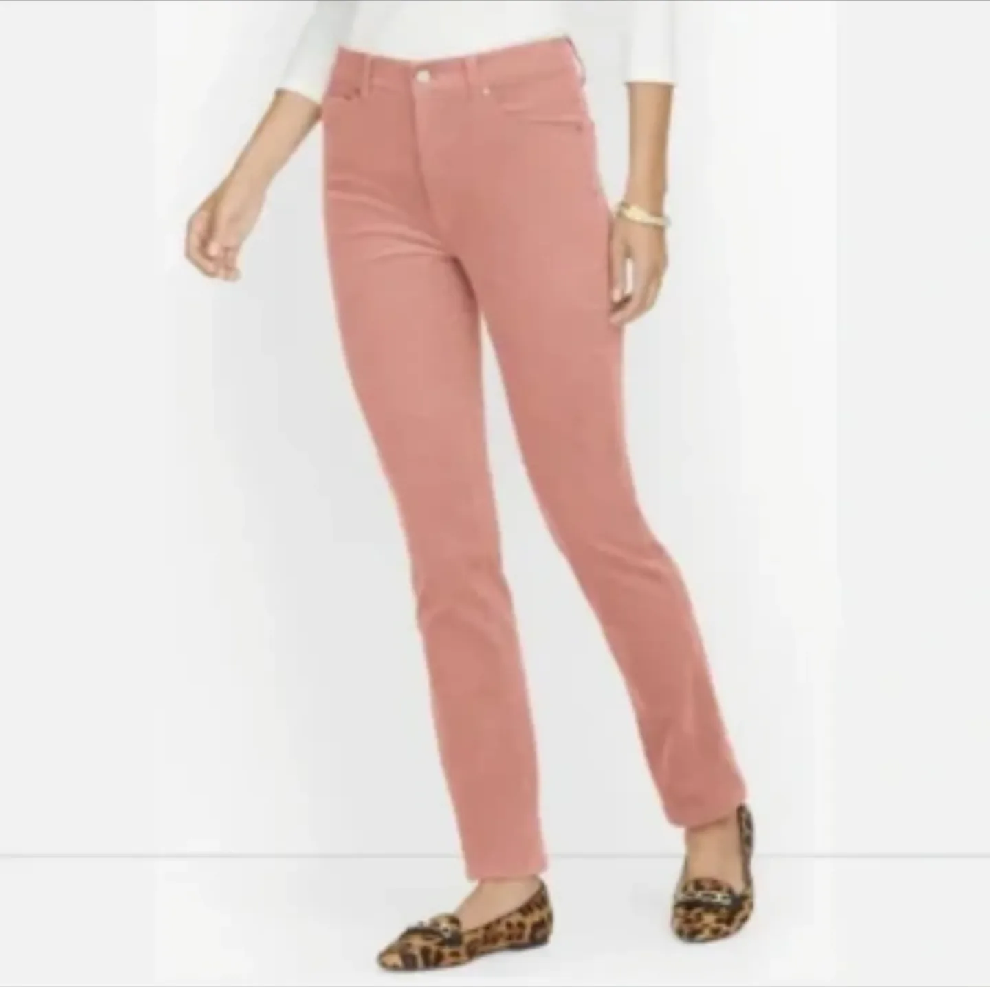 NEW Talbots Winter Pink High-Waist Straight-Leg Pants, Size 16 image indicator(2)