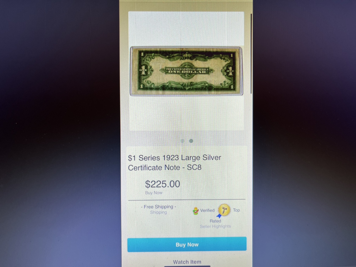 1923 $1 Large Blue Seal Silver Certificate Bill - photo 4