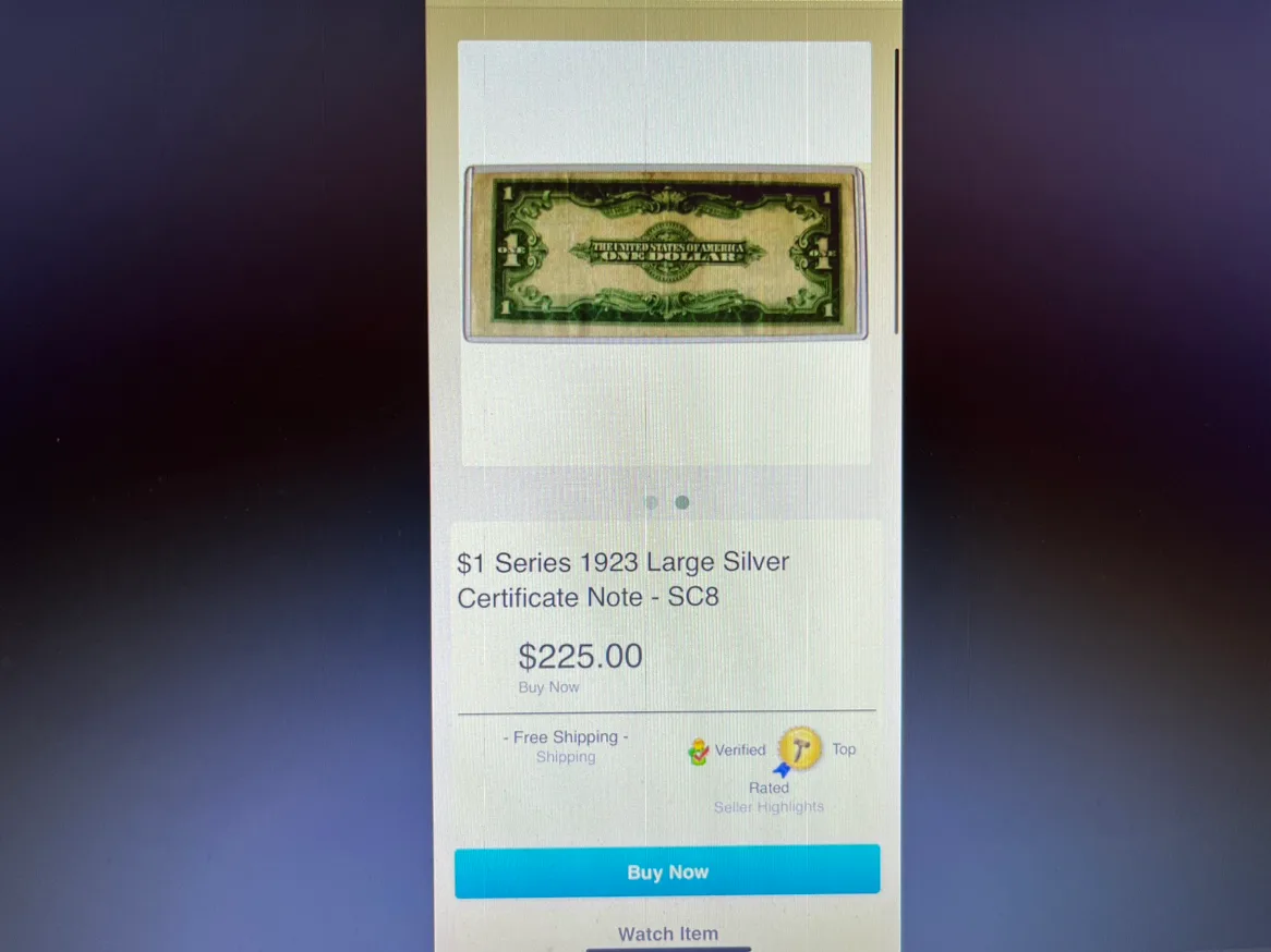 1923 $1 Large Blue Seal Silver Certificate Bill image indicator(4)