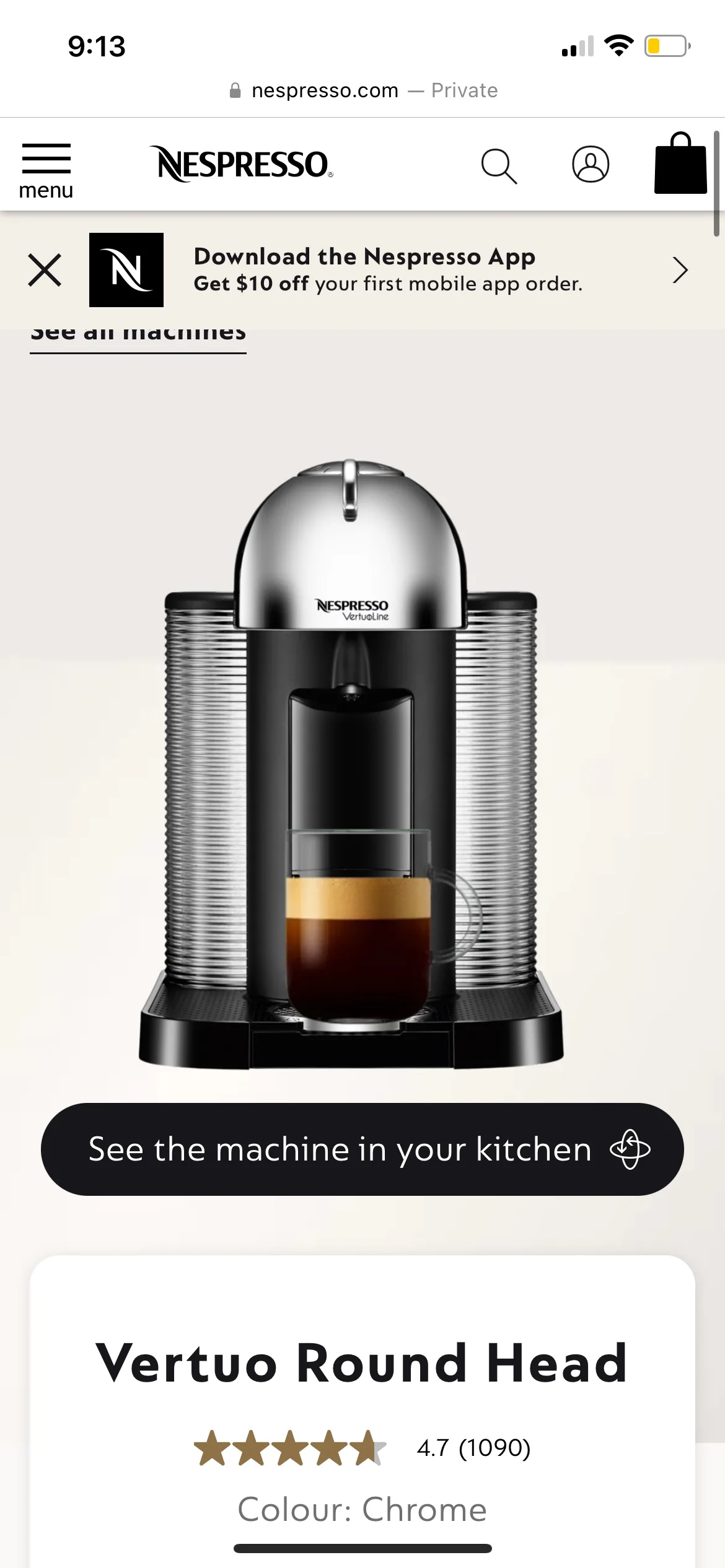 Nespresso Vertuo Coffee Machine thumbnail