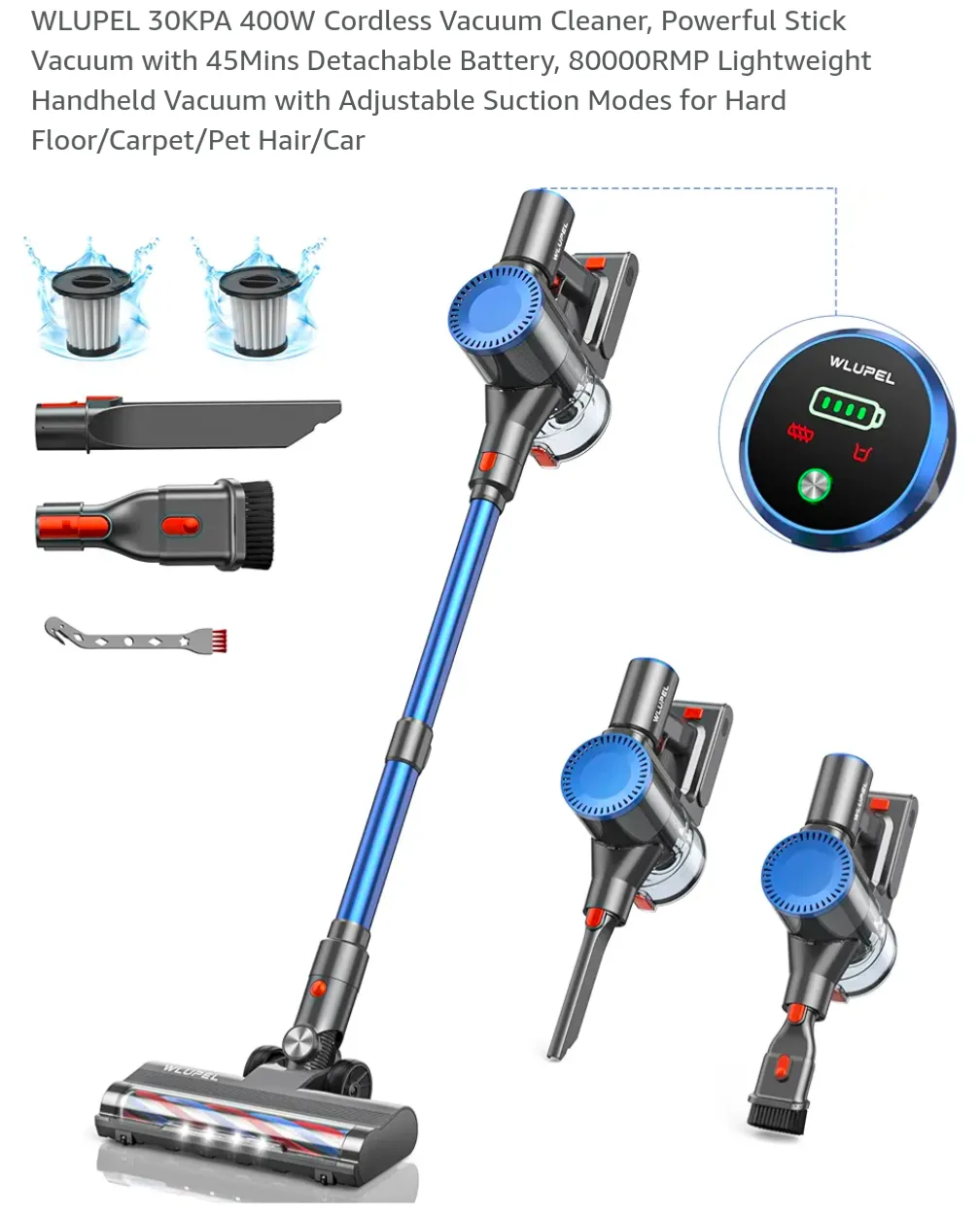 Move Out sale - Wlupel Cordless Vacuum Cleaner (Hero 9E) thumbnail