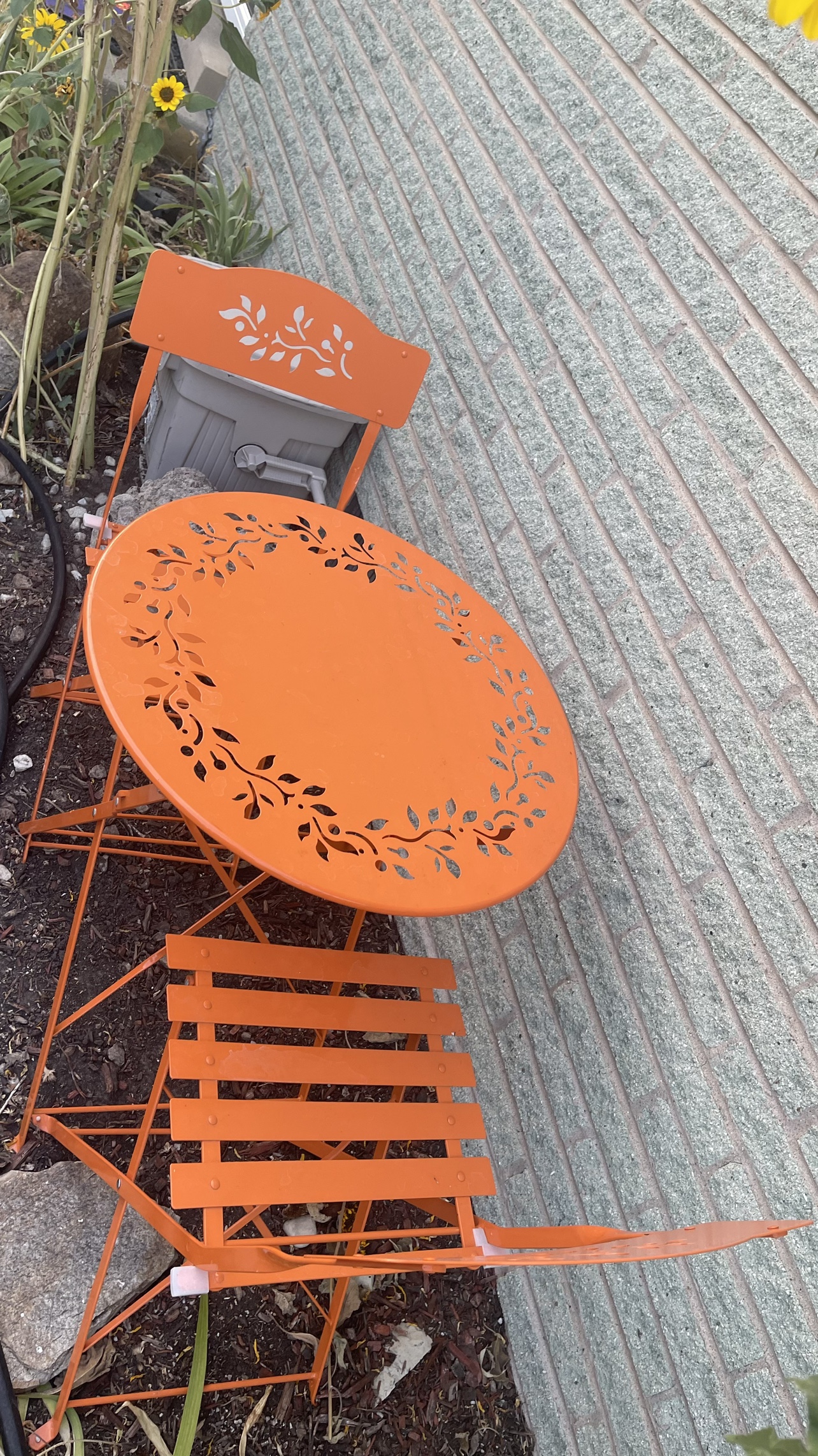 Orange Patio Table and Two Chairs folding - photo 3