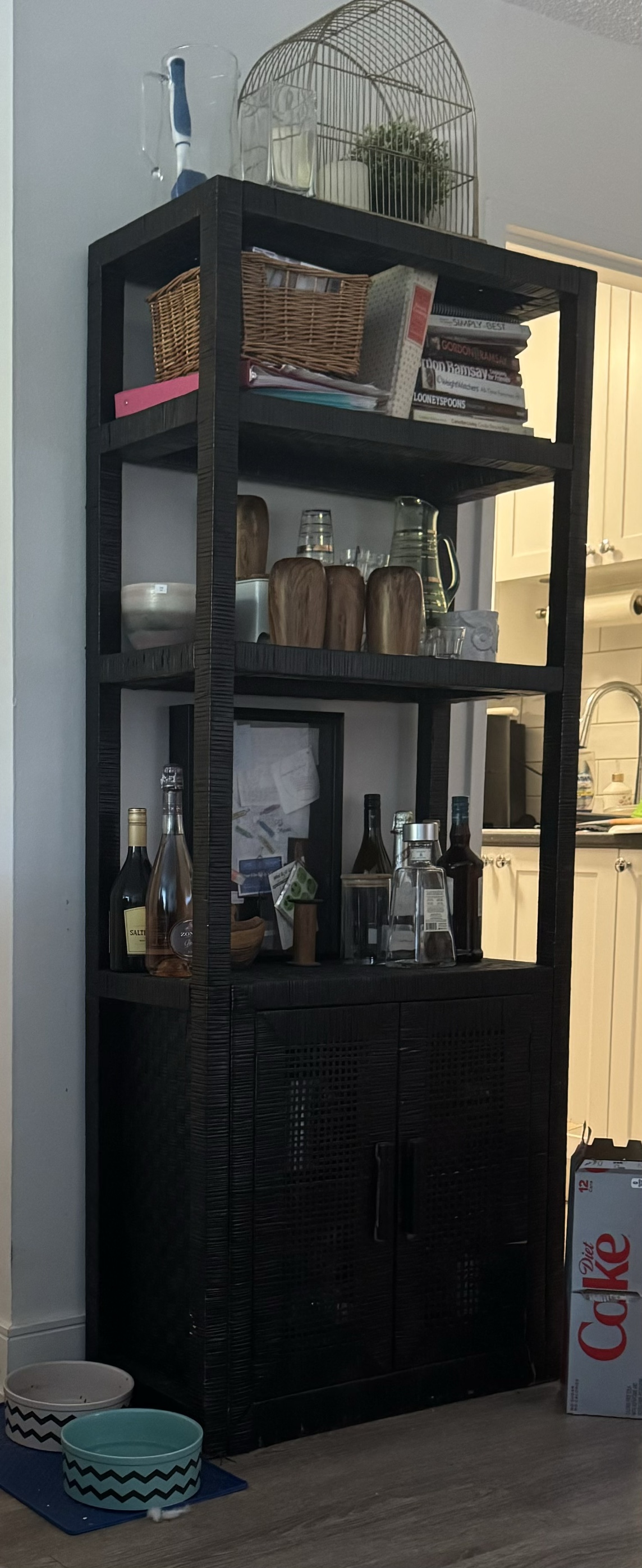 Black Rattan Bar Cabinet