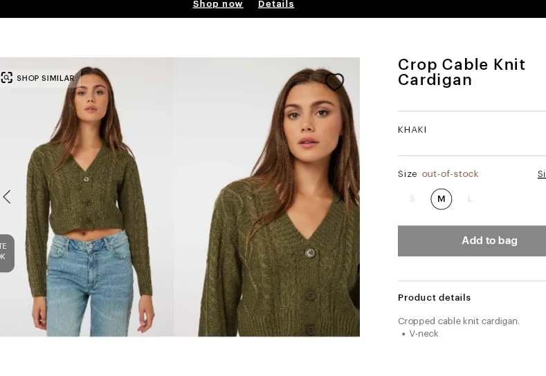 Ardene Crop Cable Knit Cardigan image indicator(4)